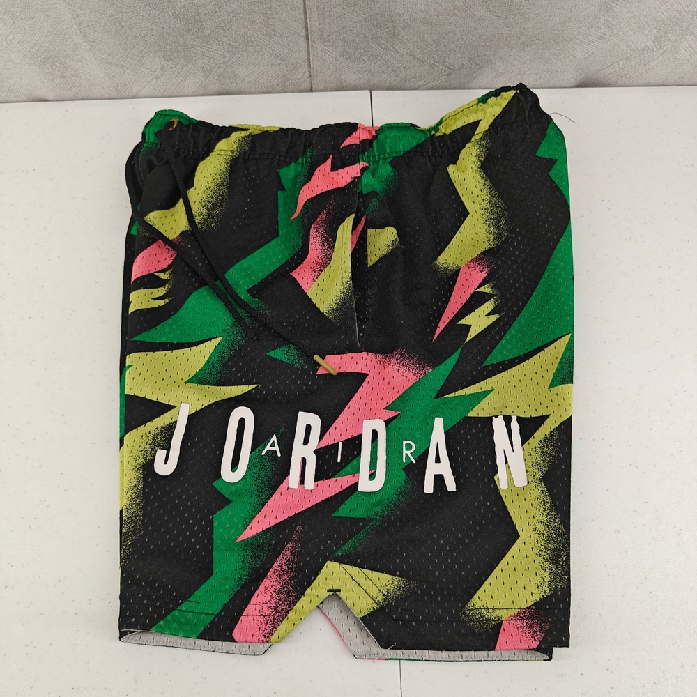 Jordan Mesh Shorts Mens S Black Multi All Over Print CZ4757-307 Tropical Twist
